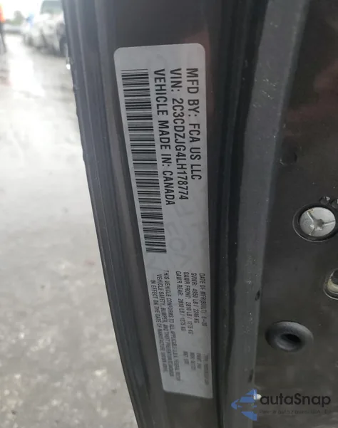 2020 Dodge Challenger Gt из США, поврежденный, VIN 2C3CDZJG4LH178774